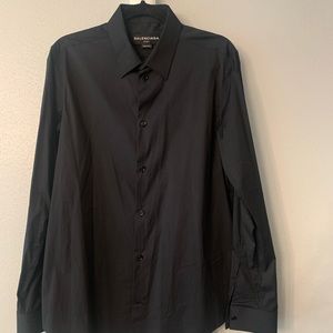 Mens black Balenciaga Paris dress shirt with back darts size 41 European